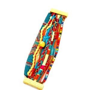 HIPANEMA. NWT. Cuff-Bracelet in Layered, Patterned and Multi-Color Wear